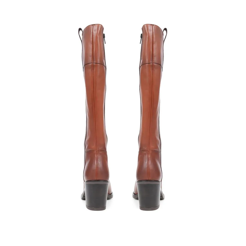 CARMINE Leather Knee High Boots - CARMINE / 324 307