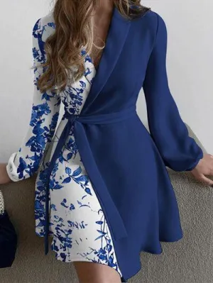 Casual Elegance Tie Waist Long Sleeve Wrap Dress