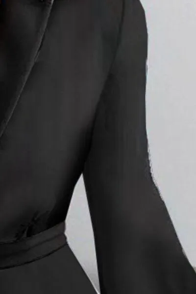 Casual Elegance Tie Waist Long Sleeve Wrap Dress