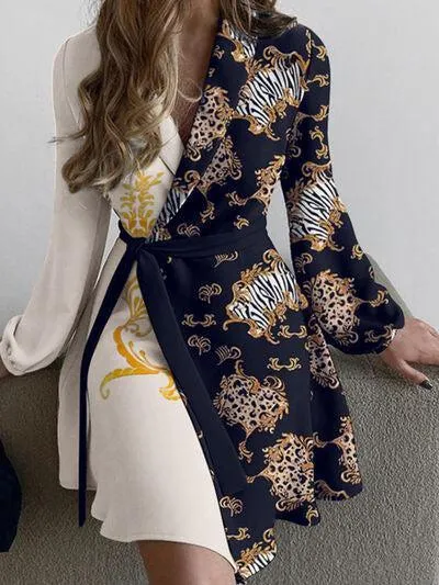 Casual Elegance Tie Waist Long Sleeve Wrap Dress