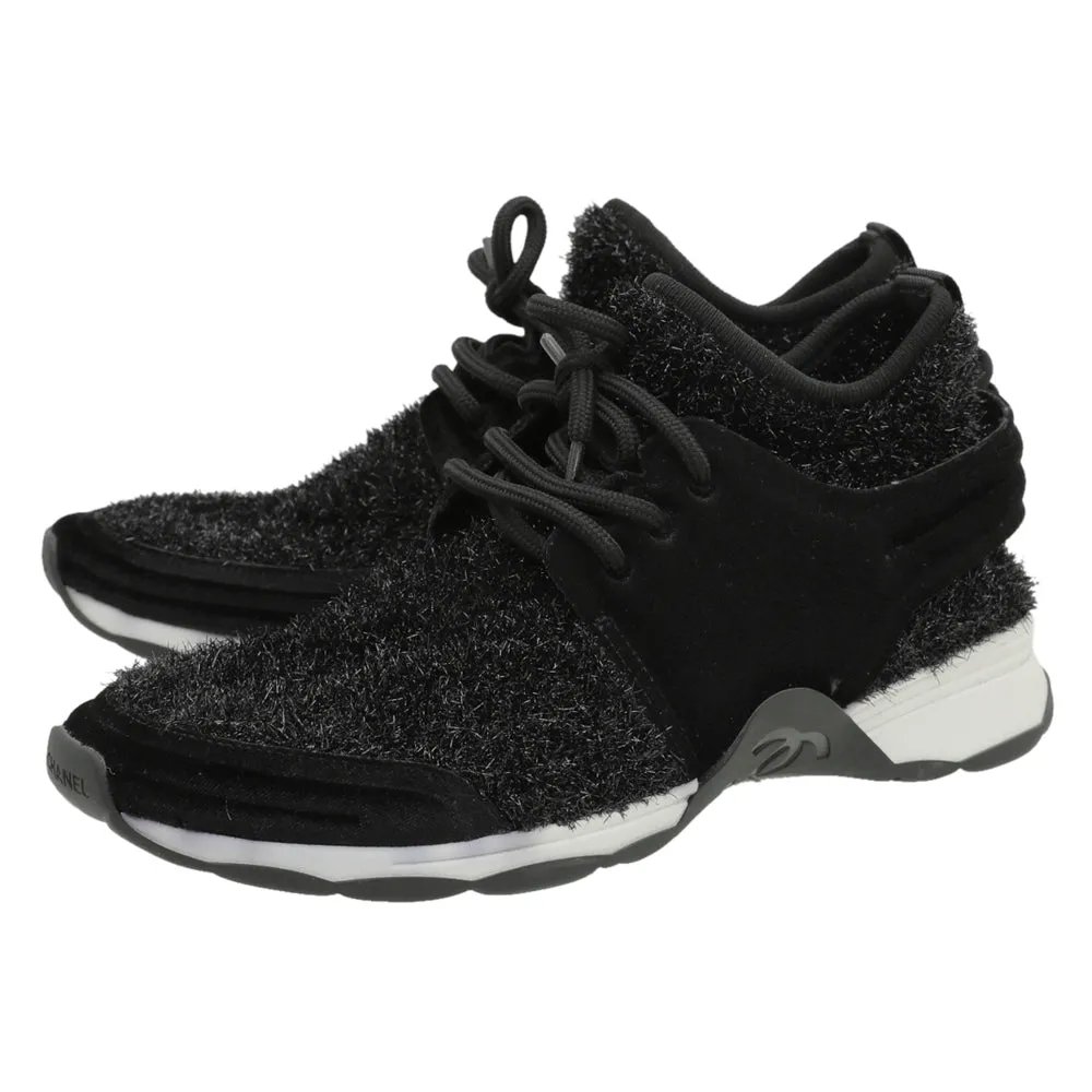 Chanel Black Knit Sock Sparkle Weekend Trainers Sneaker 40.5