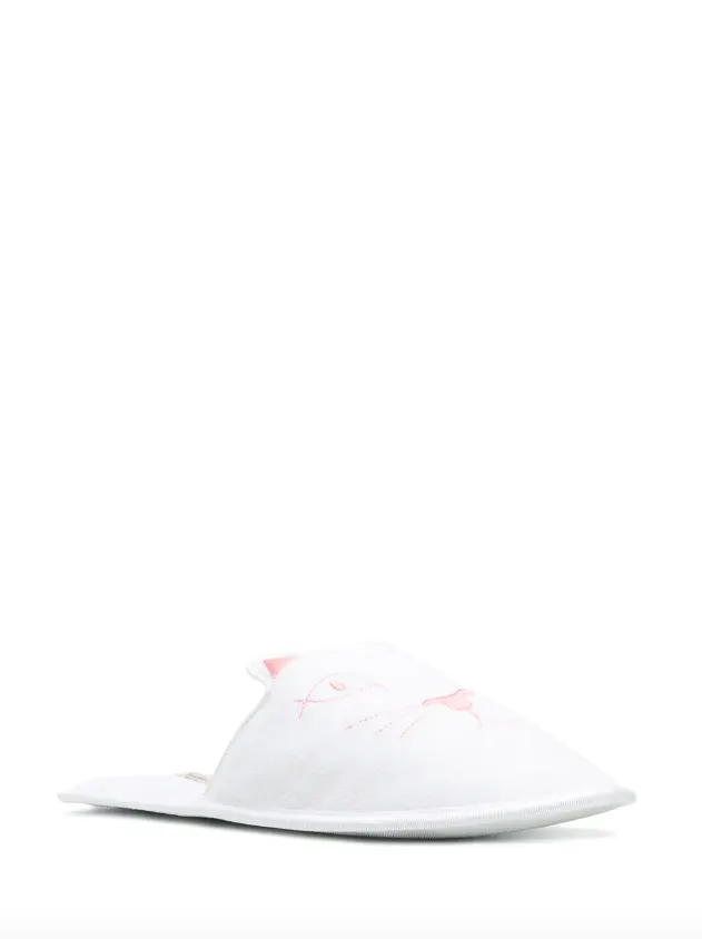 Charlotte Olympia House Cat Slippers in white