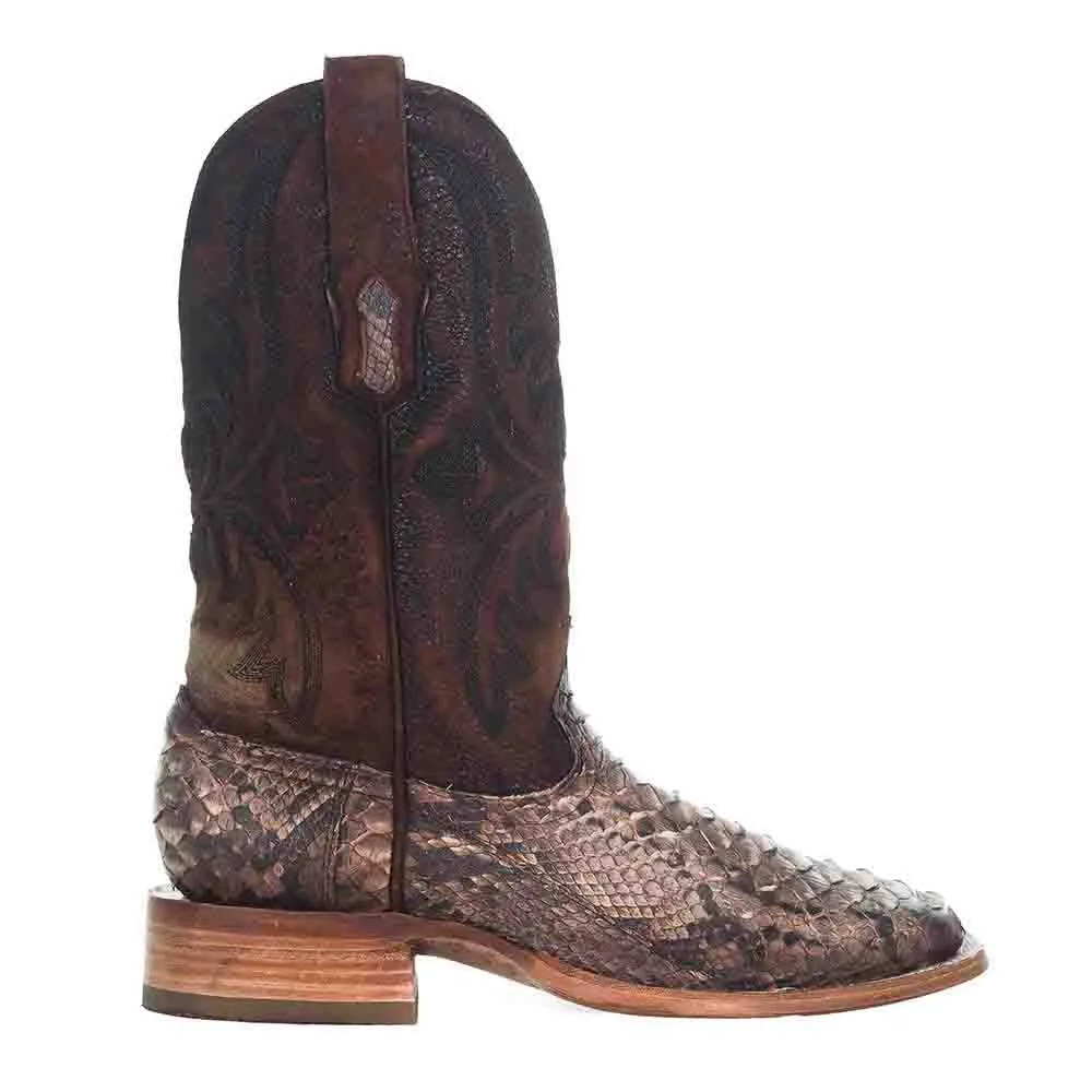 Corral Men's Wide Square Toe Brown Python & Lamb Boots