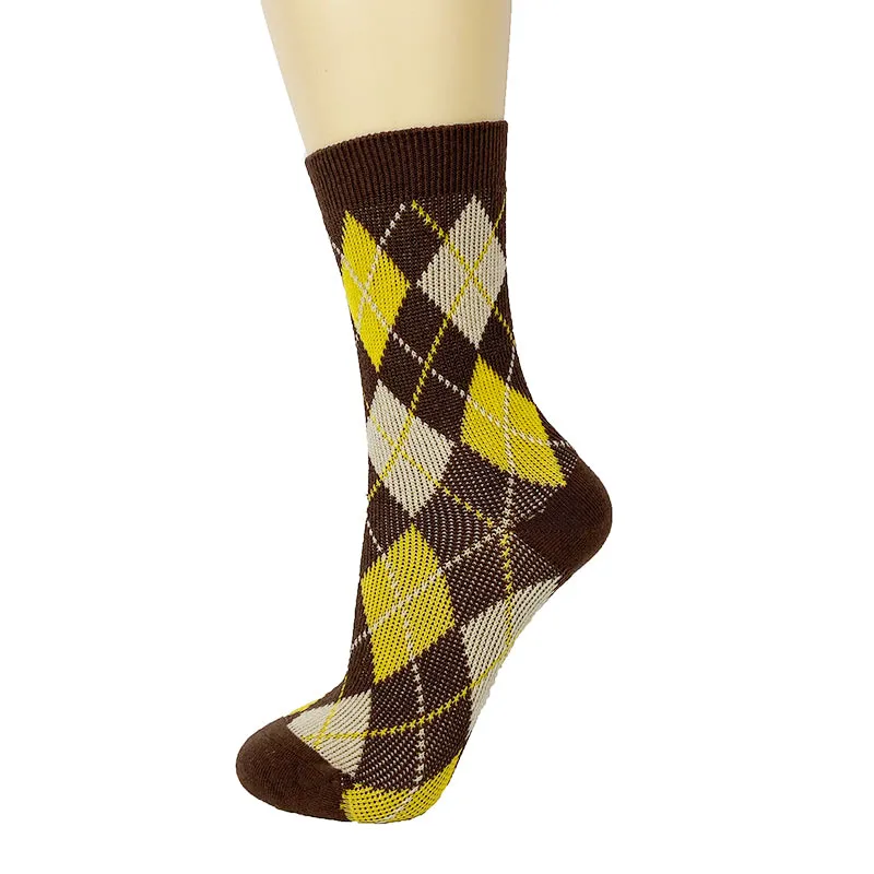 Cotton Blend Knit Argyle Ankle Socks