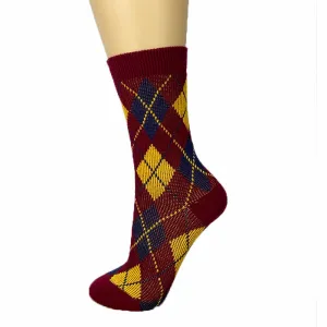 Cotton Blend Knit Argyle Ankle Socks