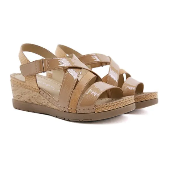 Cuzcare Platform Sandals For Women Hook&loop Cross Strap Wedge Versatile Casual Vacation