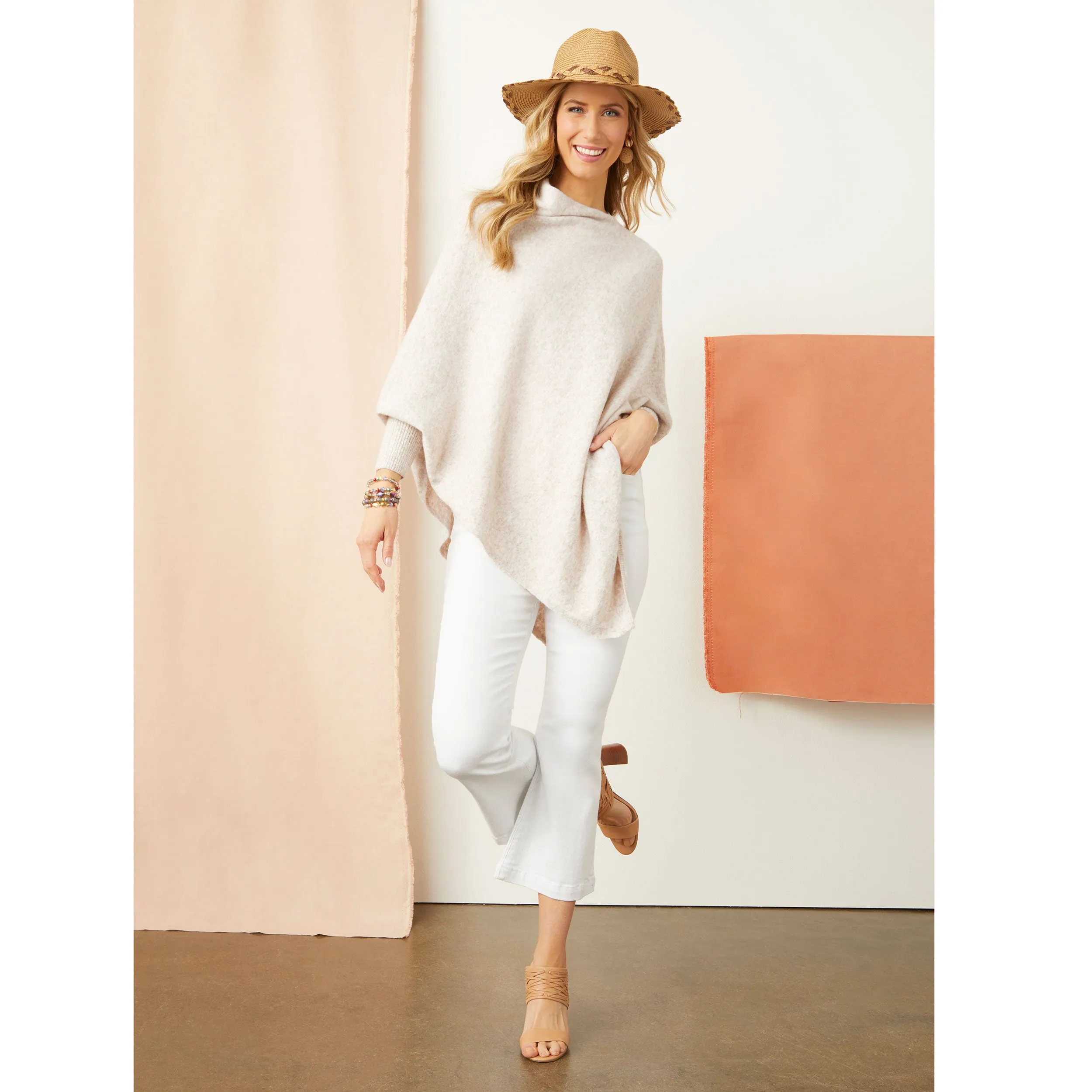 Dylan Sweater Poncho - Sand