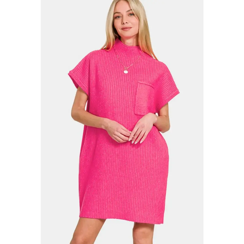 Elegance Redefined with the Zenana Short Sleeve Sweater Mini Dress