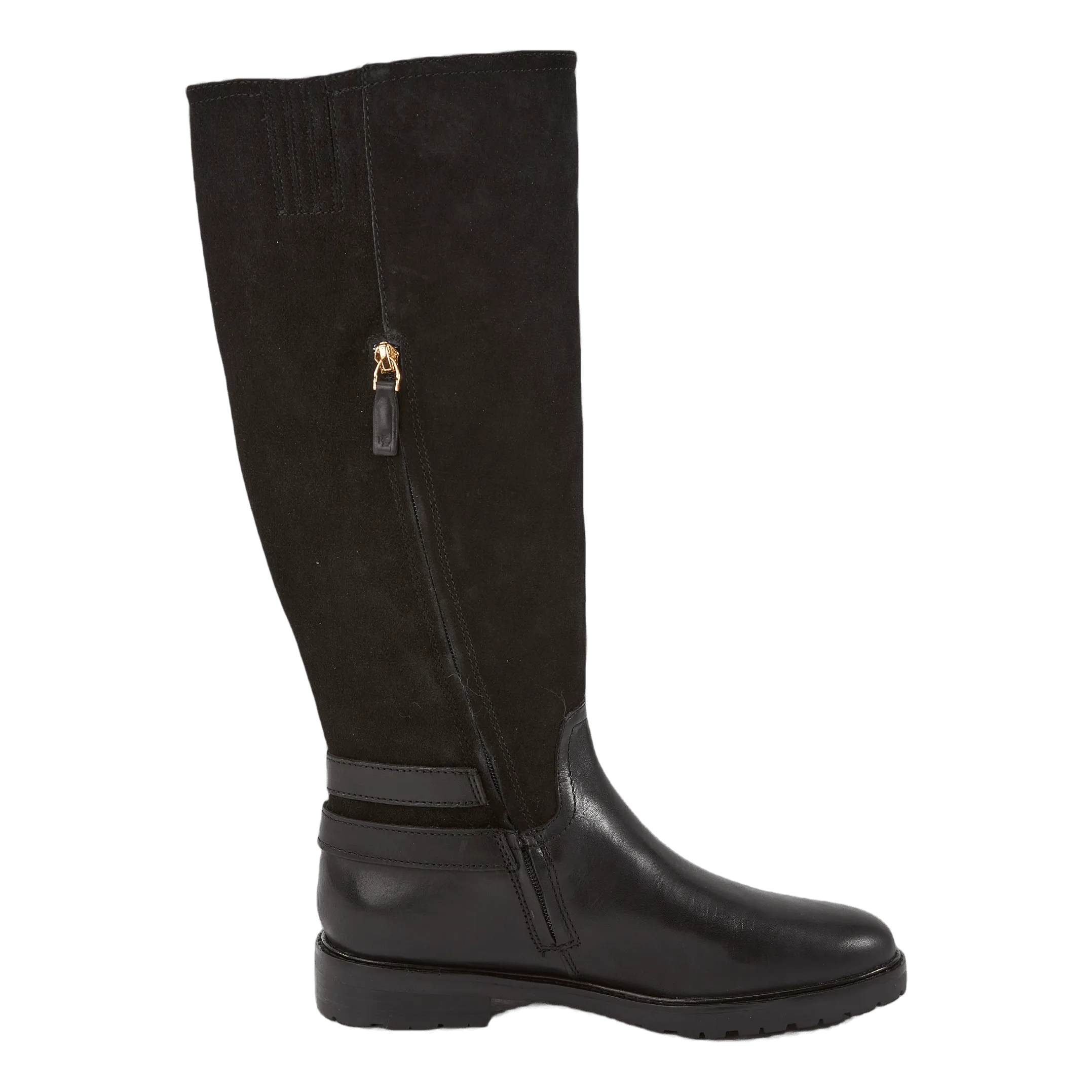 Emelie Leather & Suede Riding Boot Black/Black