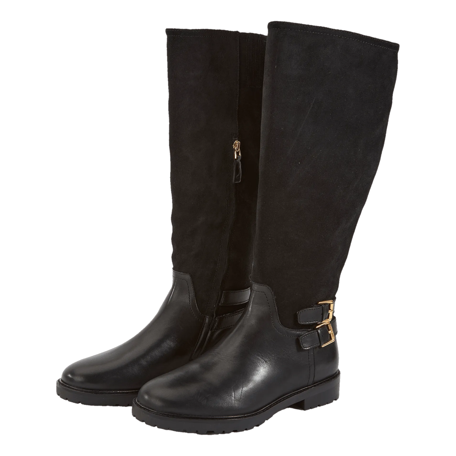 Emelie Leather & Suede Riding Boot Black/Black