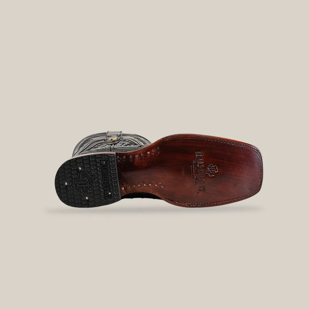 Exotic Ostrich - Black - Rodeo Toe