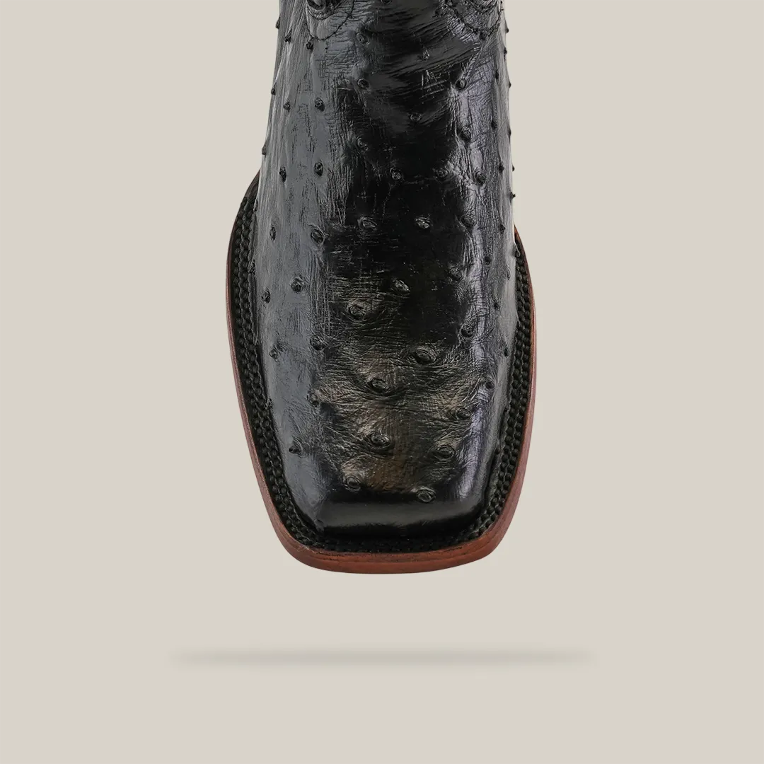 Exotic Ostrich - Black - Rodeo Toe