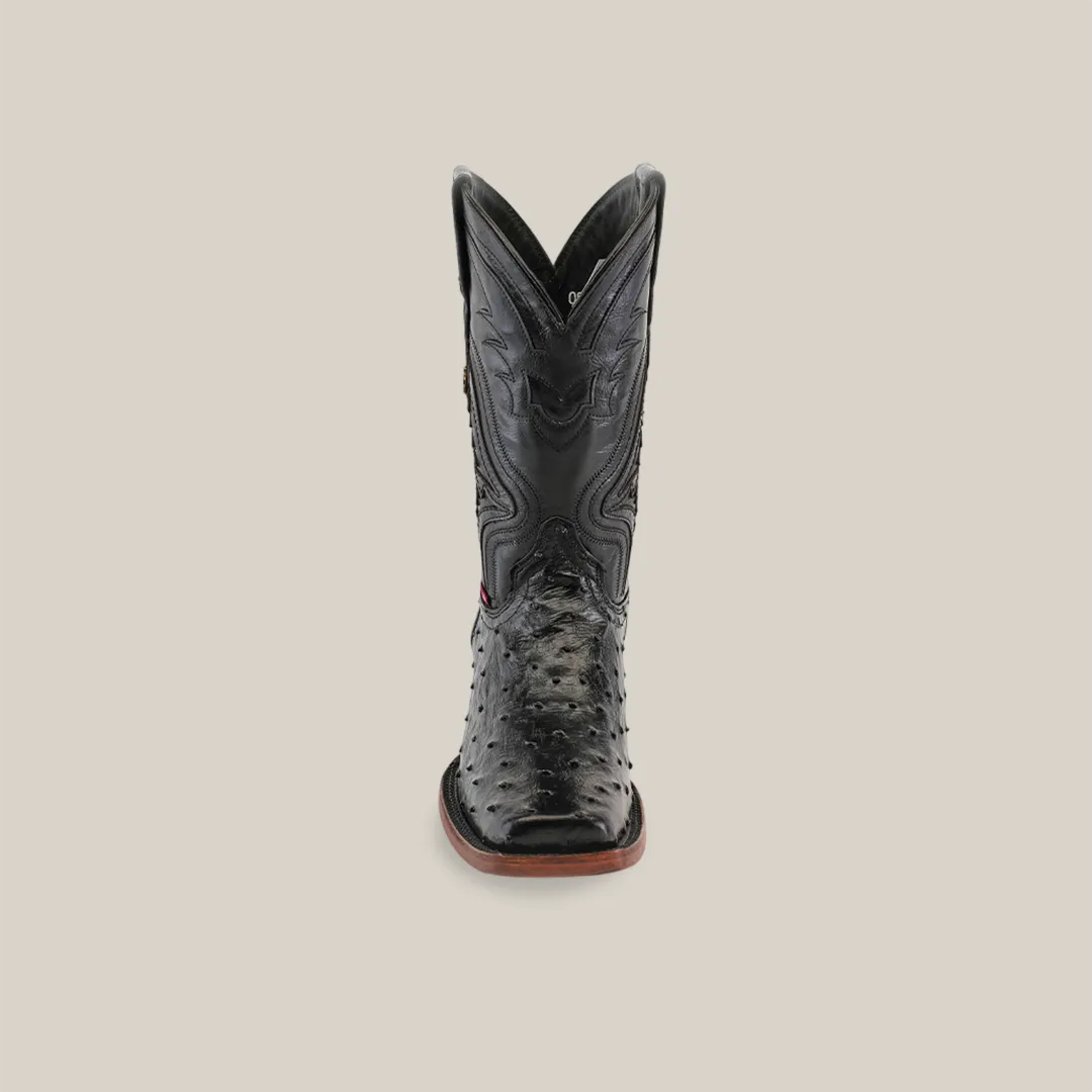 Exotic Ostrich - Black - Rodeo Toe