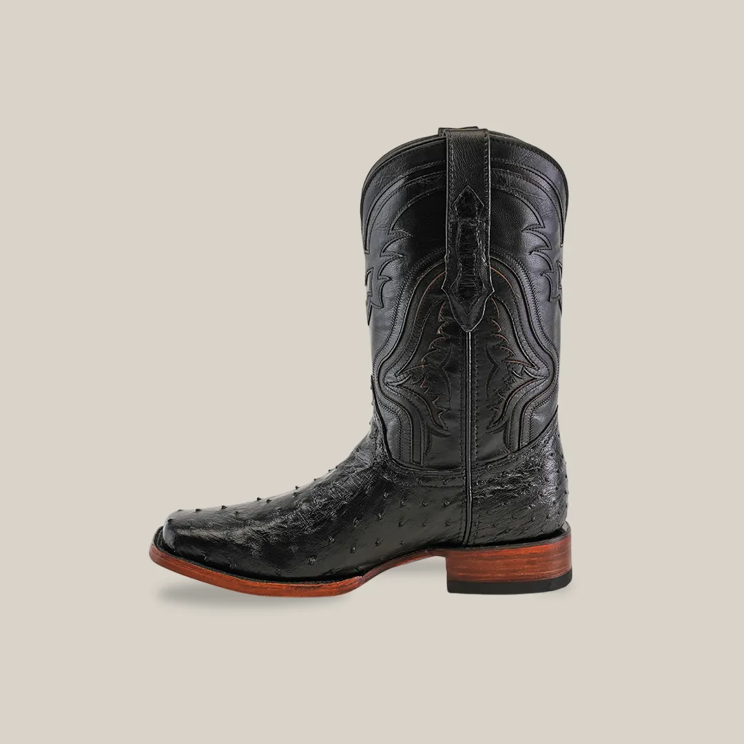 Exotic Ostrich - Black - Rodeo Toe