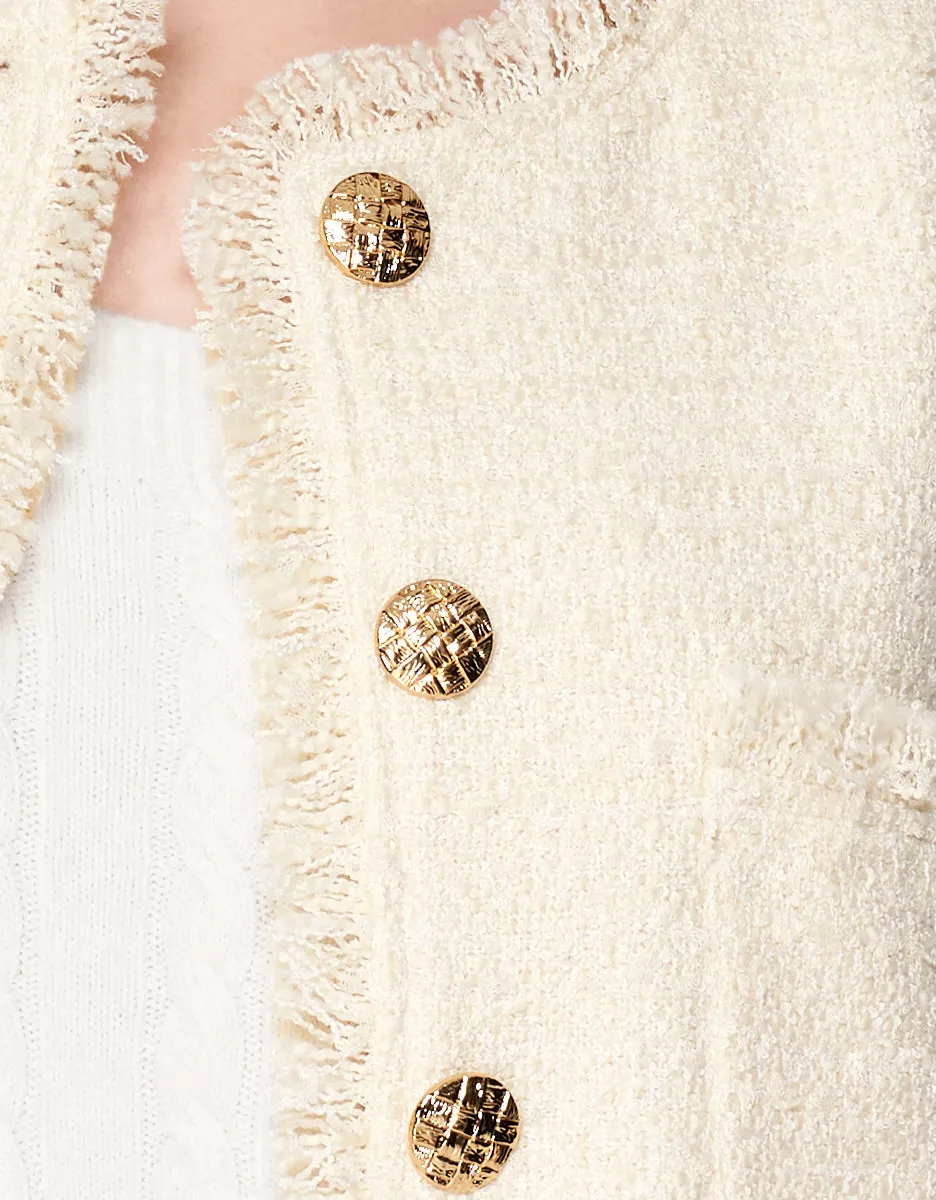 Fringe Trim Tweed Jacket