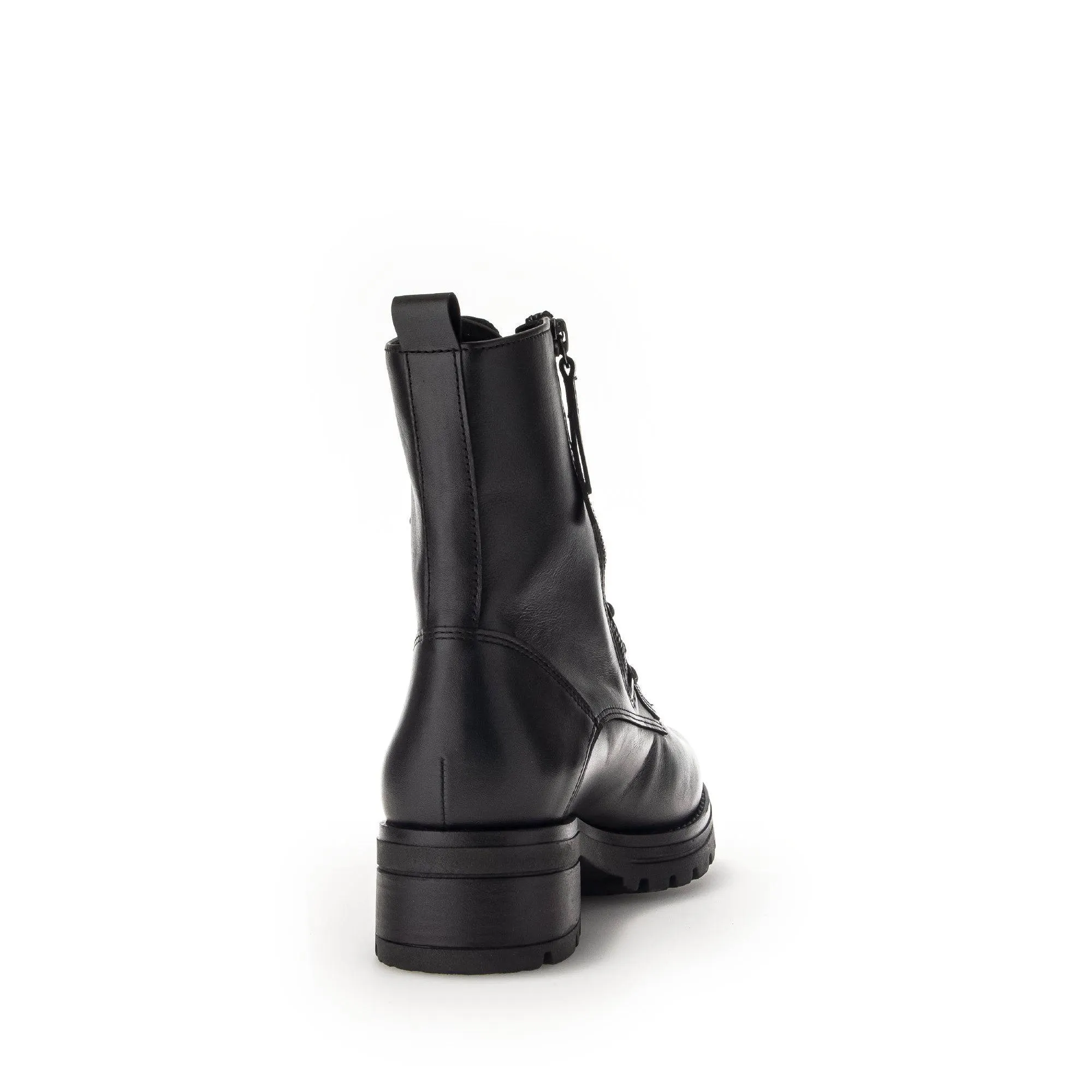 Gabor Serve 52.785.87 Ladies Black Wide Leather Zip & Lace Ankle Boots