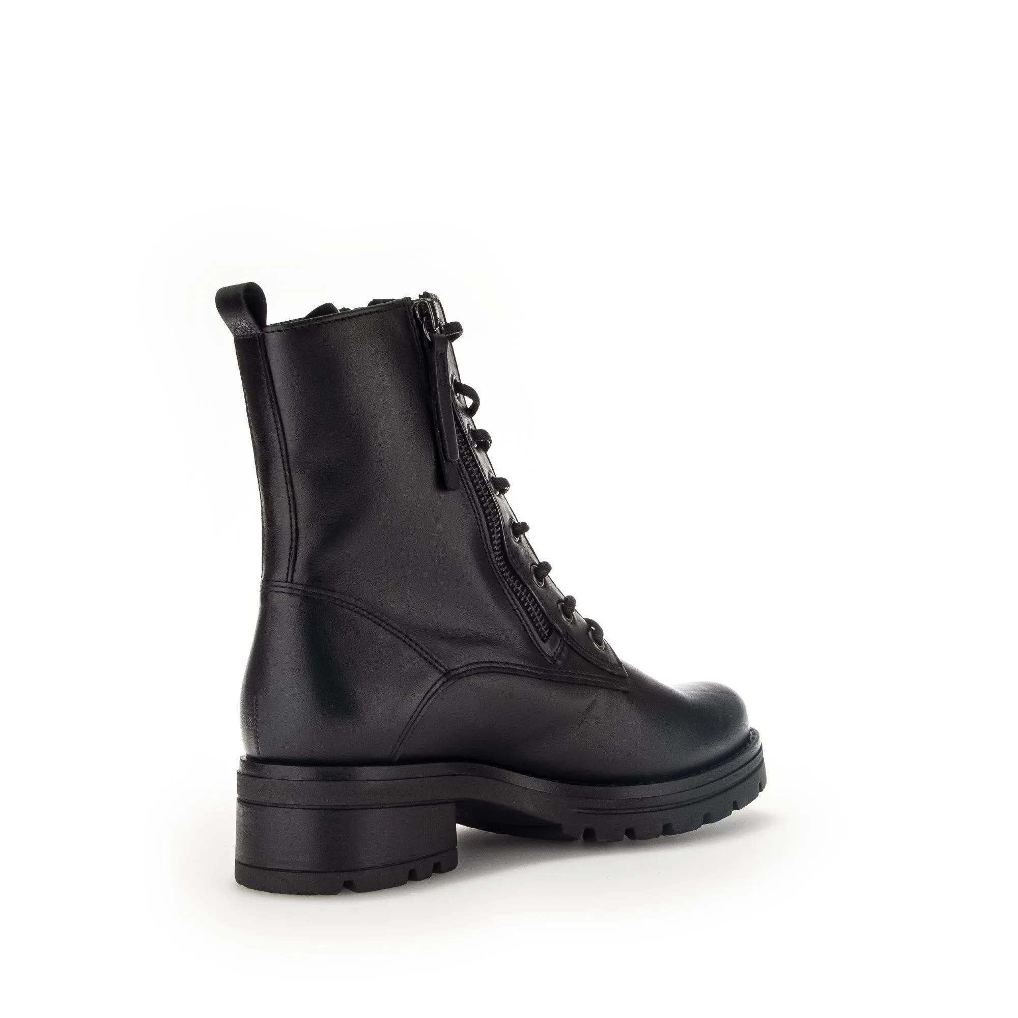 Gabor Serve 52.785.87 Ladies Black Wide Leather Zip & Lace Ankle Boots