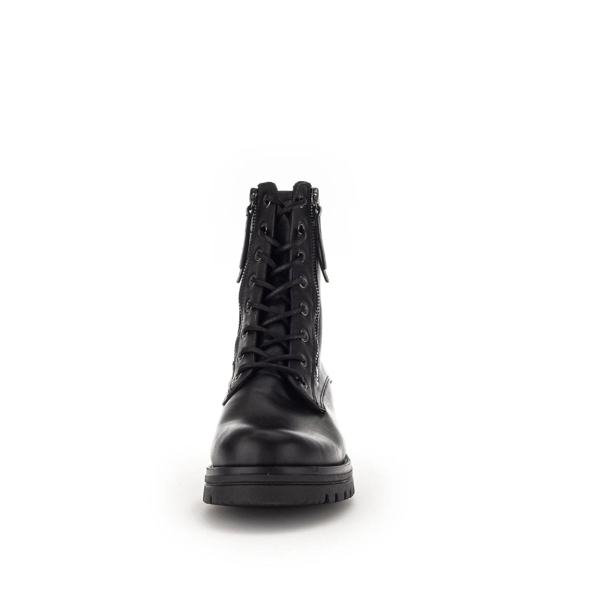 Gabor Serve 52.785.87 Ladies Black Wide Leather Zip & Lace Ankle Boots