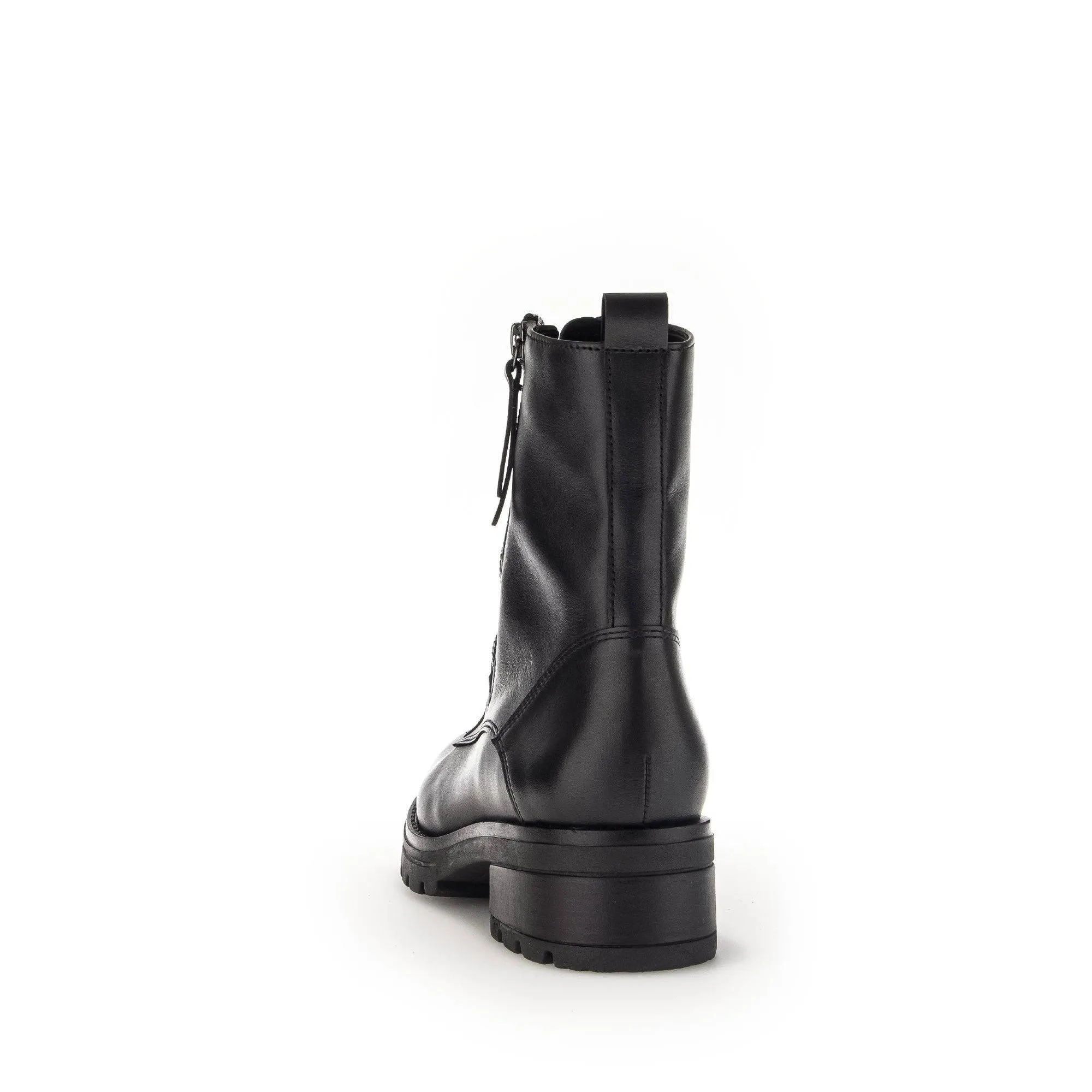 Gabor Serve 52.785.87 Ladies Black Wide Leather Zip & Lace Ankle Boots