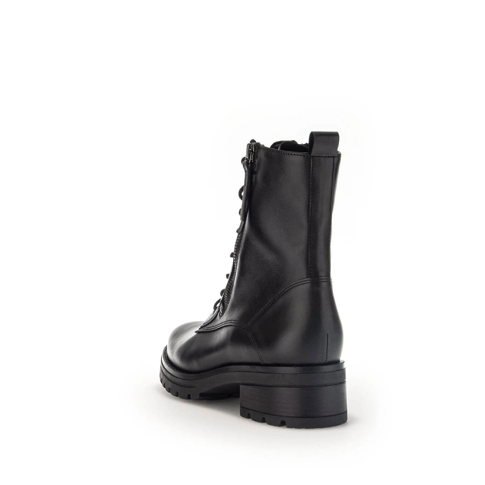 Gabor Serve 52.785.87 Ladies Black Wide Leather Zip & Lace Ankle Boots