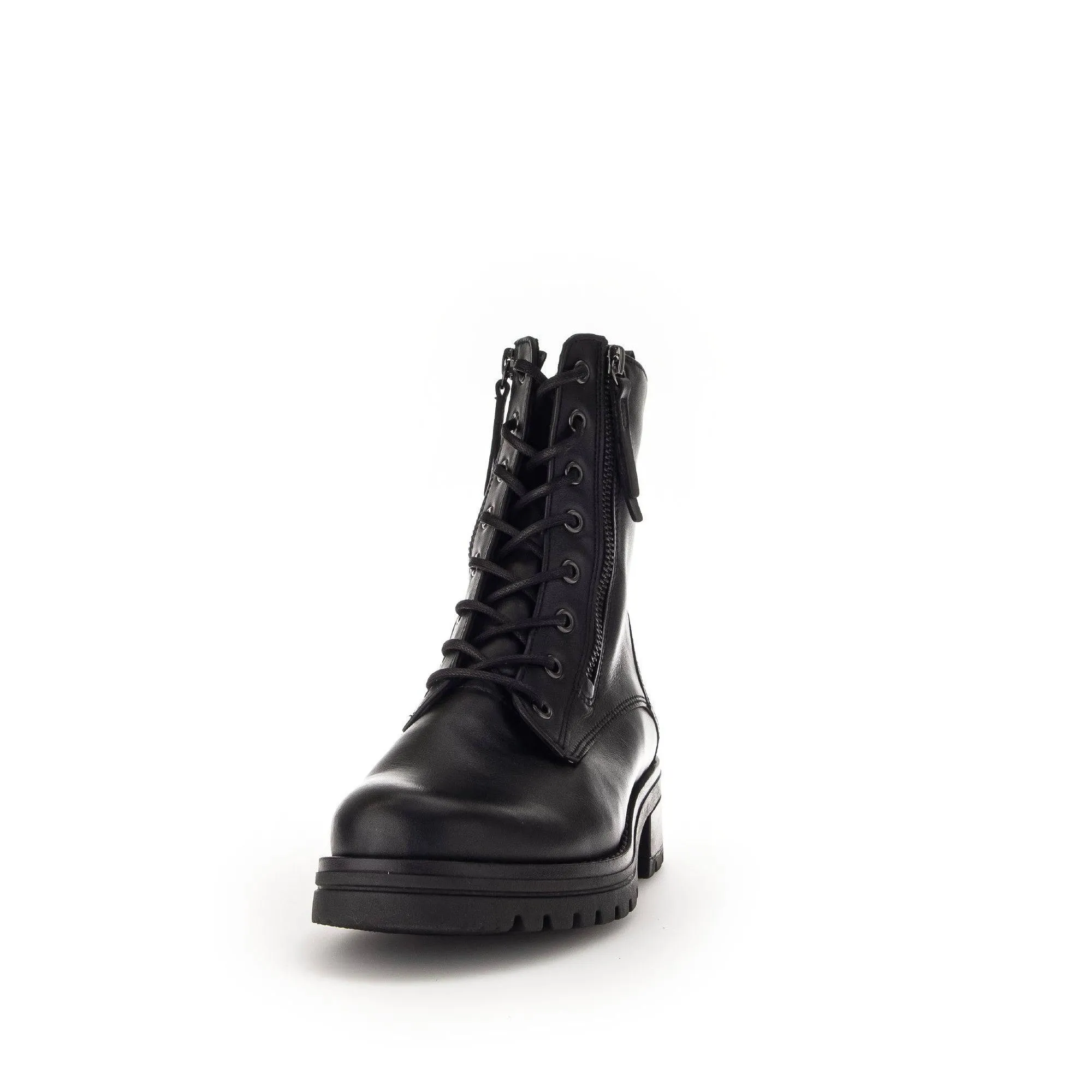 Gabor Serve 52.785.87 Ladies Black Wide Leather Zip & Lace Ankle Boots