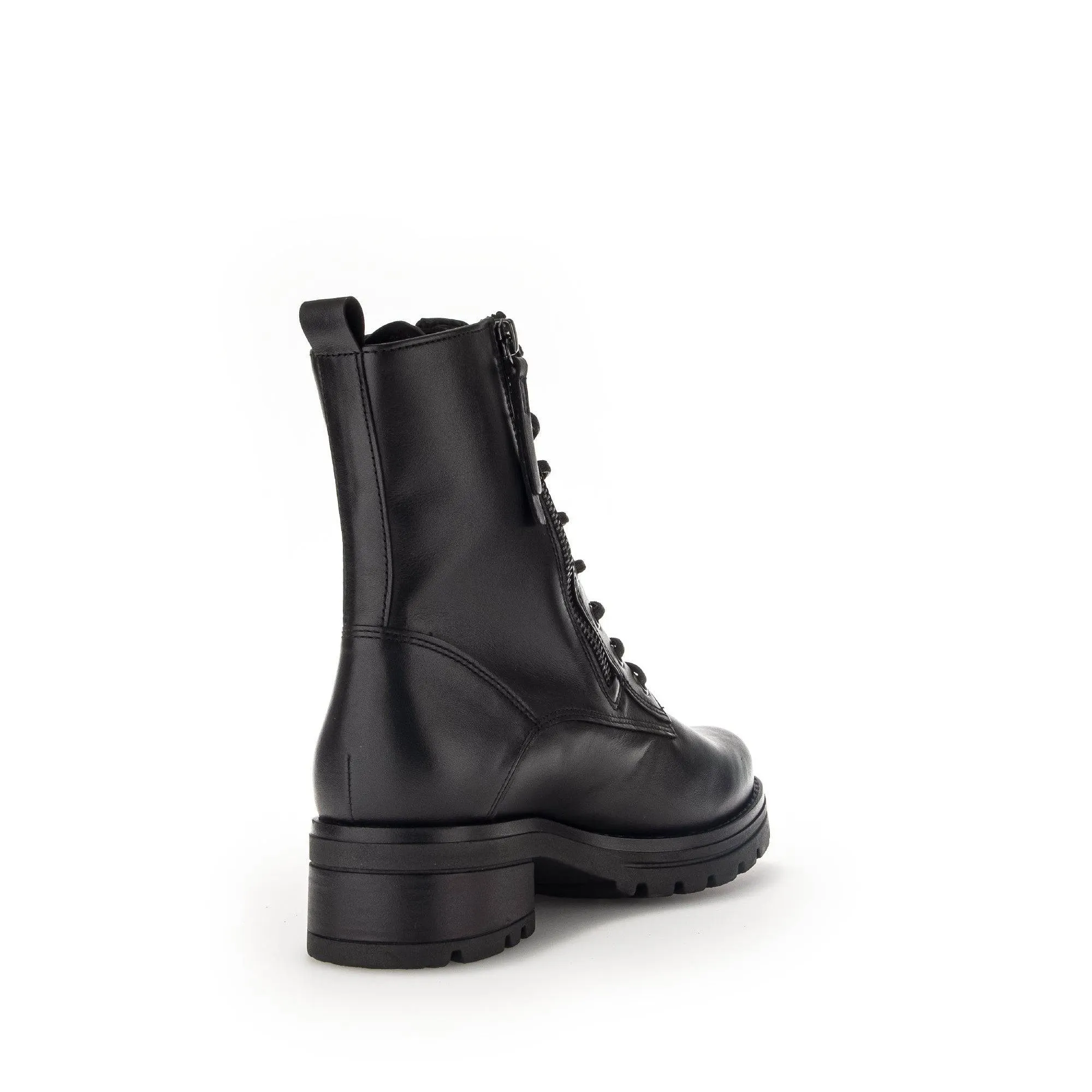 Gabor Serve 52.785.87 Ladies Black Wide Leather Zip & Lace Ankle Boots