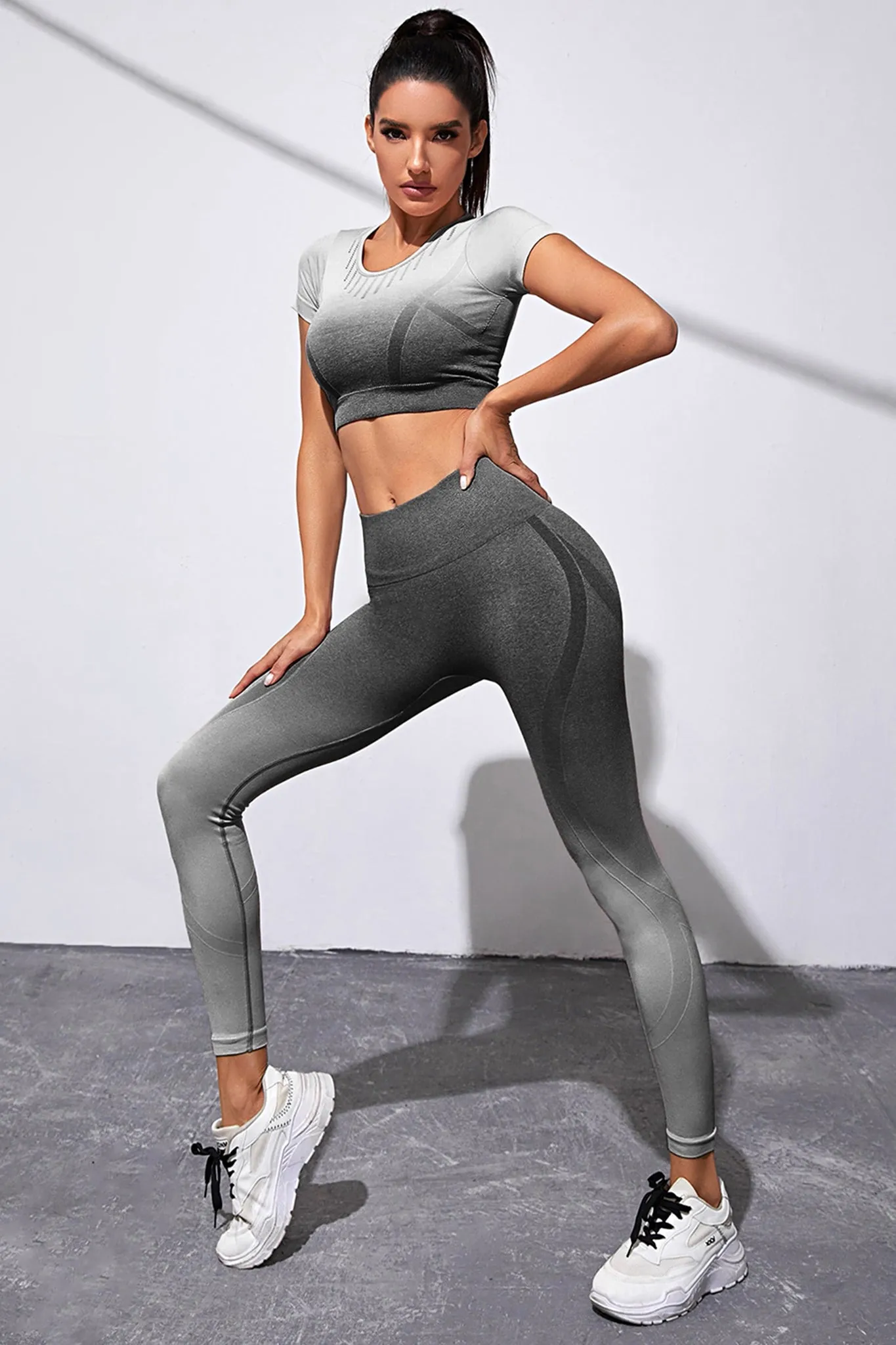 Gradient Seamless Workout Set - Black