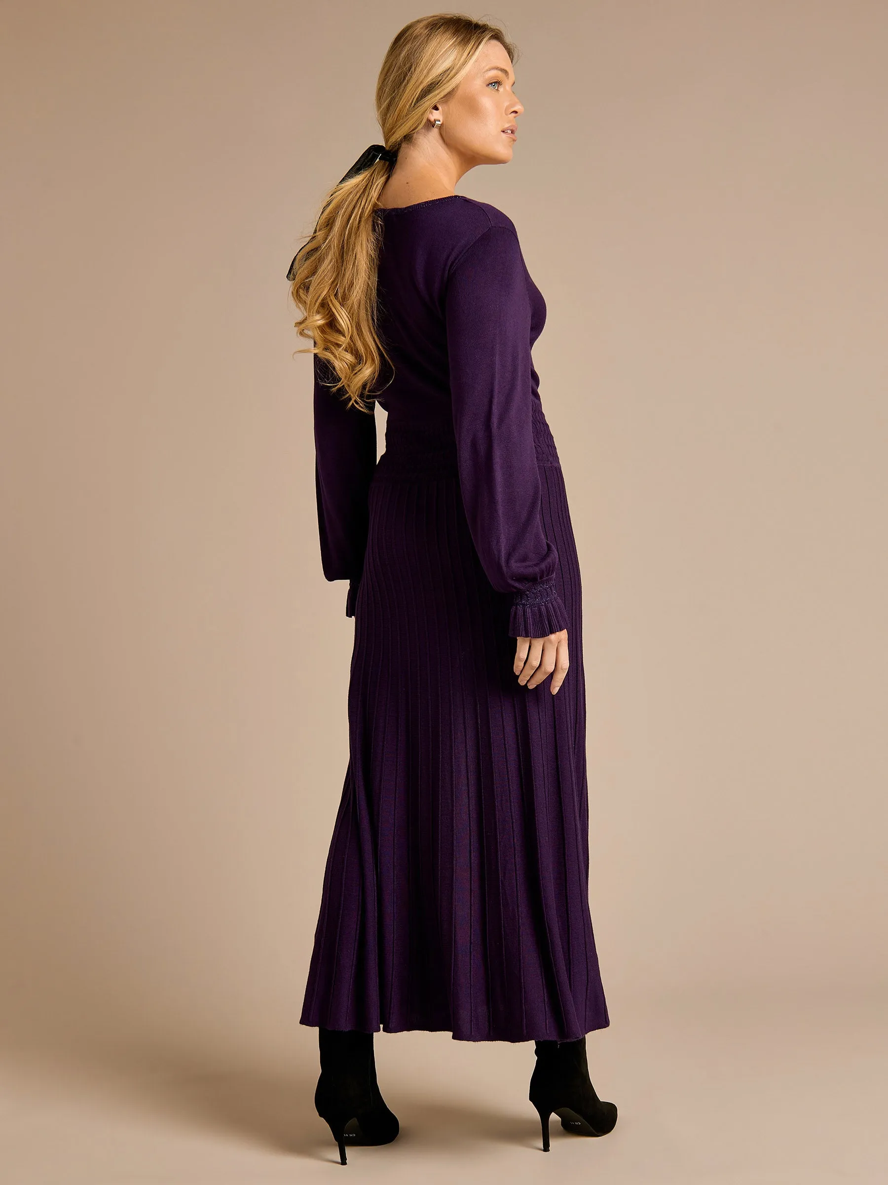 GWD Olivia Stretch Knit Purple Midi Dress