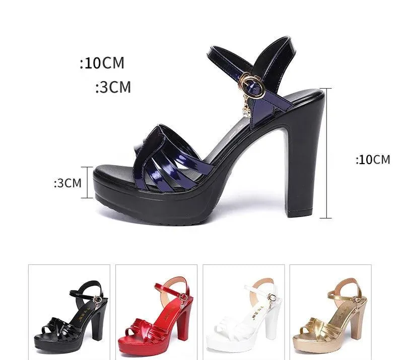 High Heels Ladies Sexy Leather Platform Wedge Heel Elegant Women Sandal