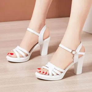 High Heels Ladies Sexy Leather Platform Wedge Heel Elegant Women Sandal
