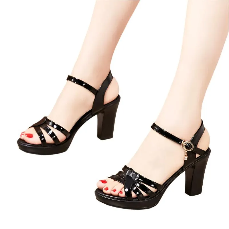 High Heels Ladies Sexy Leather Platform Wedge Heel Elegant Women Sandal