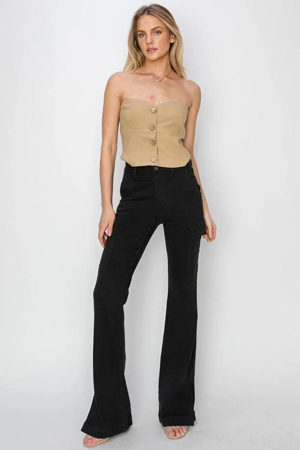 High Rise Side Slit Bootcut Jeans - Regular & Plus Sizes