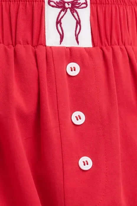 High Waisted Boxy Shorts - Red