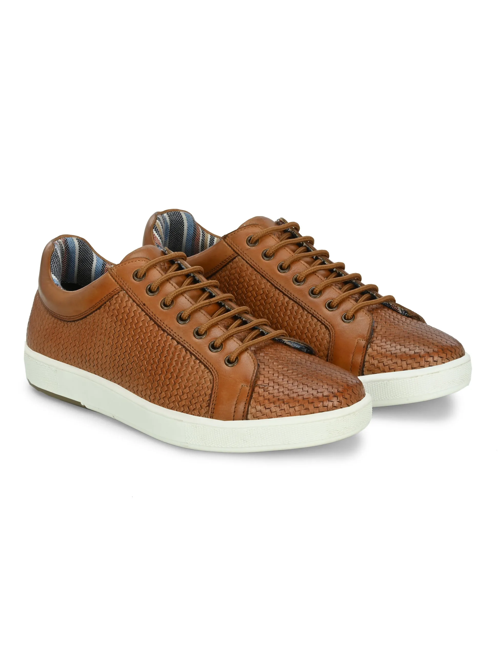 HITZSN_10-Men's Tan Leather Lace-Up Sneaker
