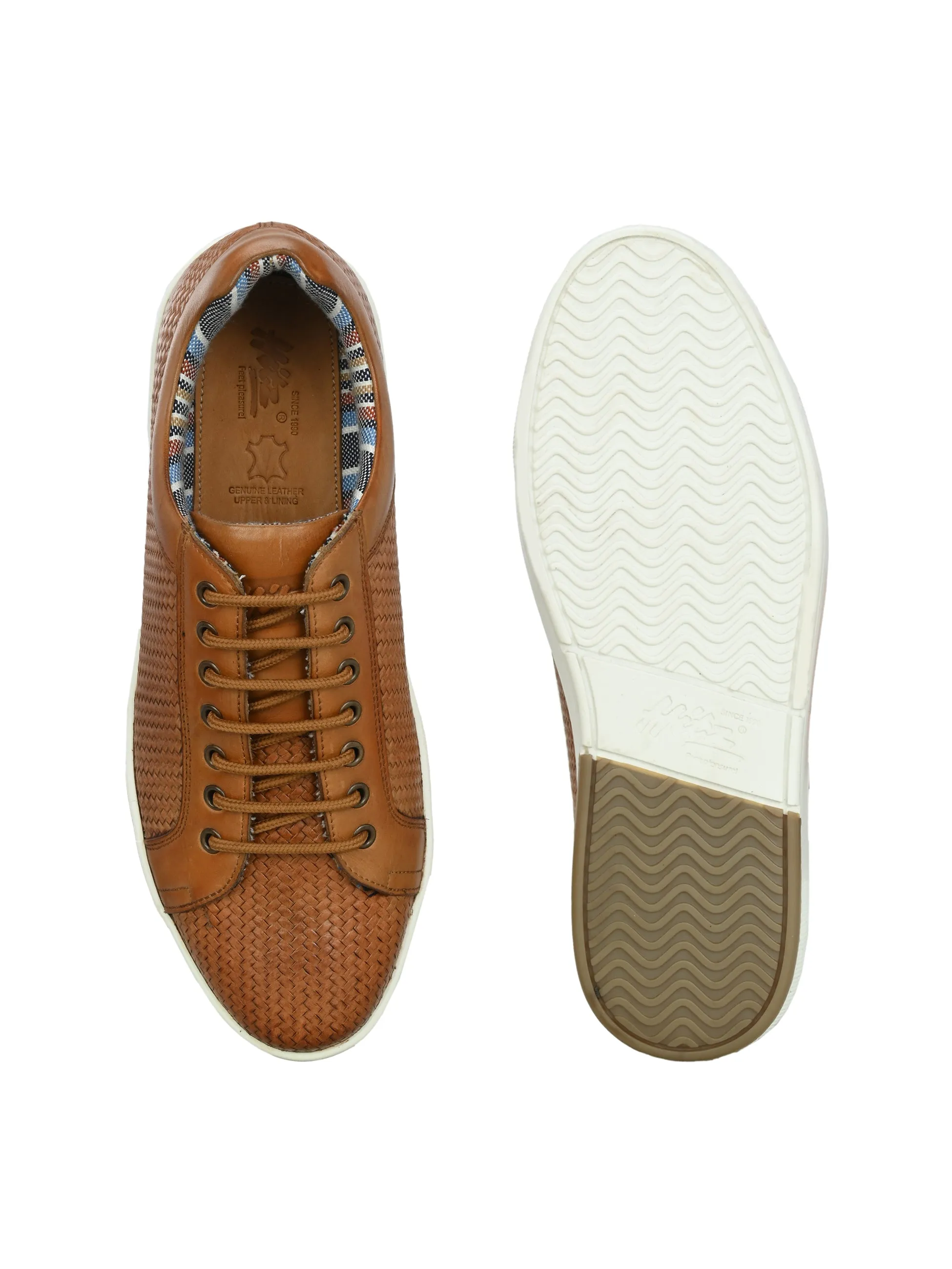 HITZSN_10-Men's Tan Leather Lace-Up Sneaker