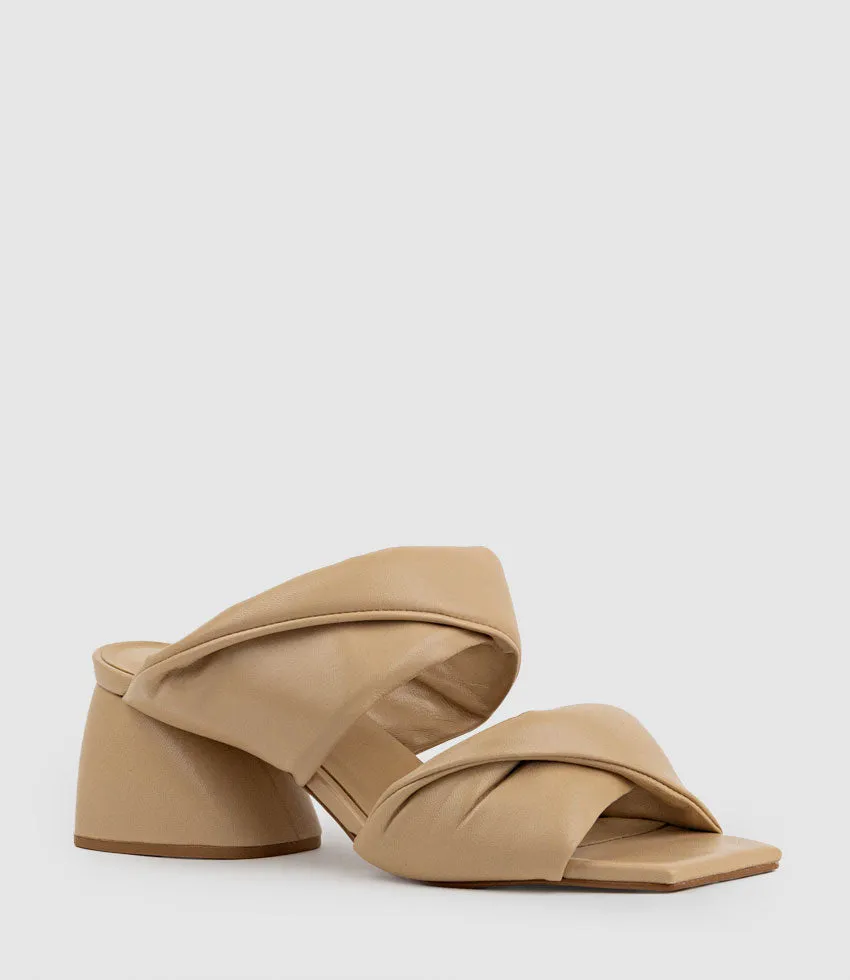 IMIRA55 Puffed Heel Slide in Cream
