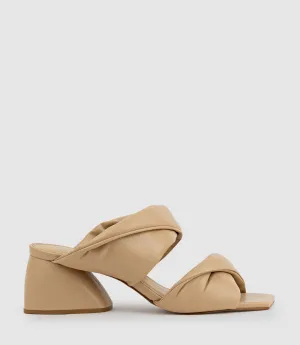 IMIRA55 Puffed Heel Slide in Cream
