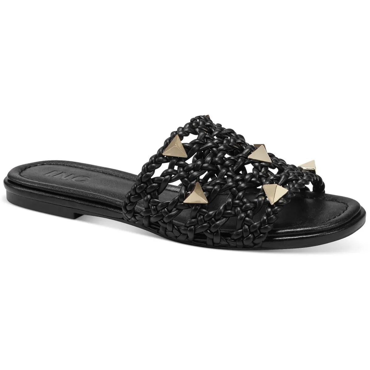 INC Womens Starlette Metallic Studded Slide Sandals