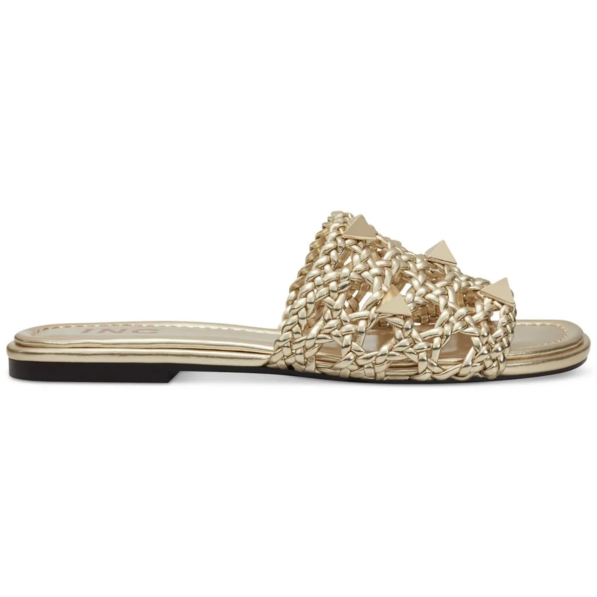 INC Womens Starlette Metallic Studded Slide Sandals