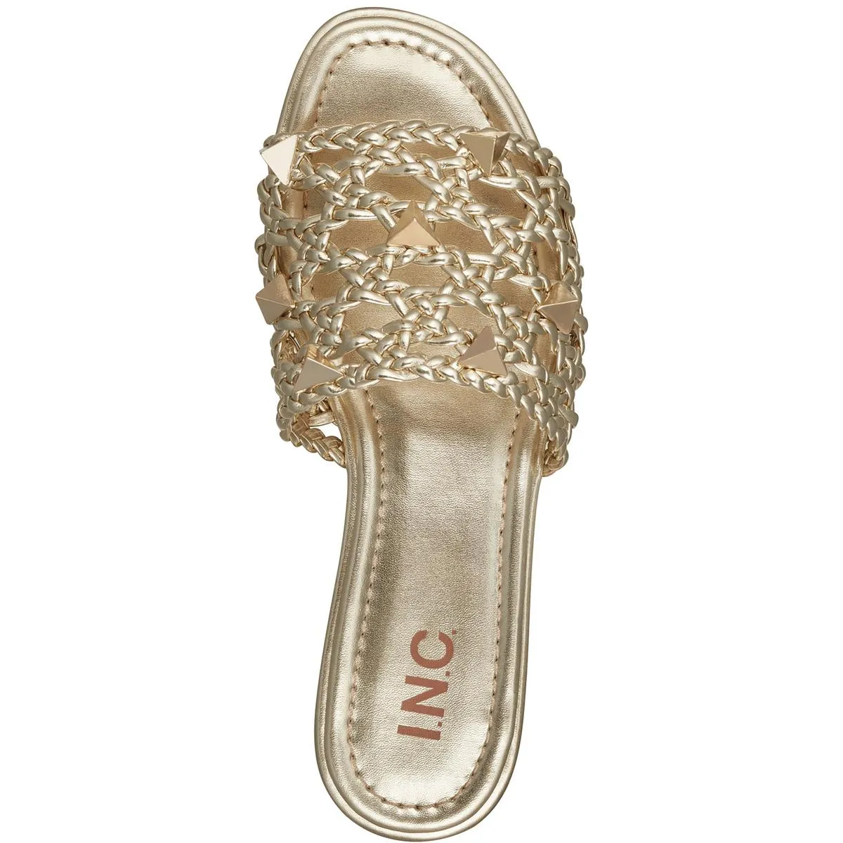 INC Womens Starlette Metallic Studded Slide Sandals
