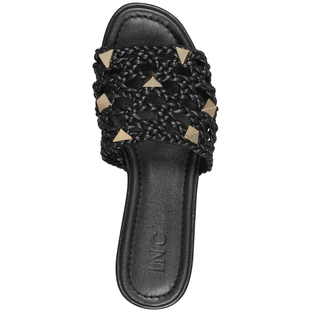 INC Womens Starlette Metallic Studded Slide Sandals