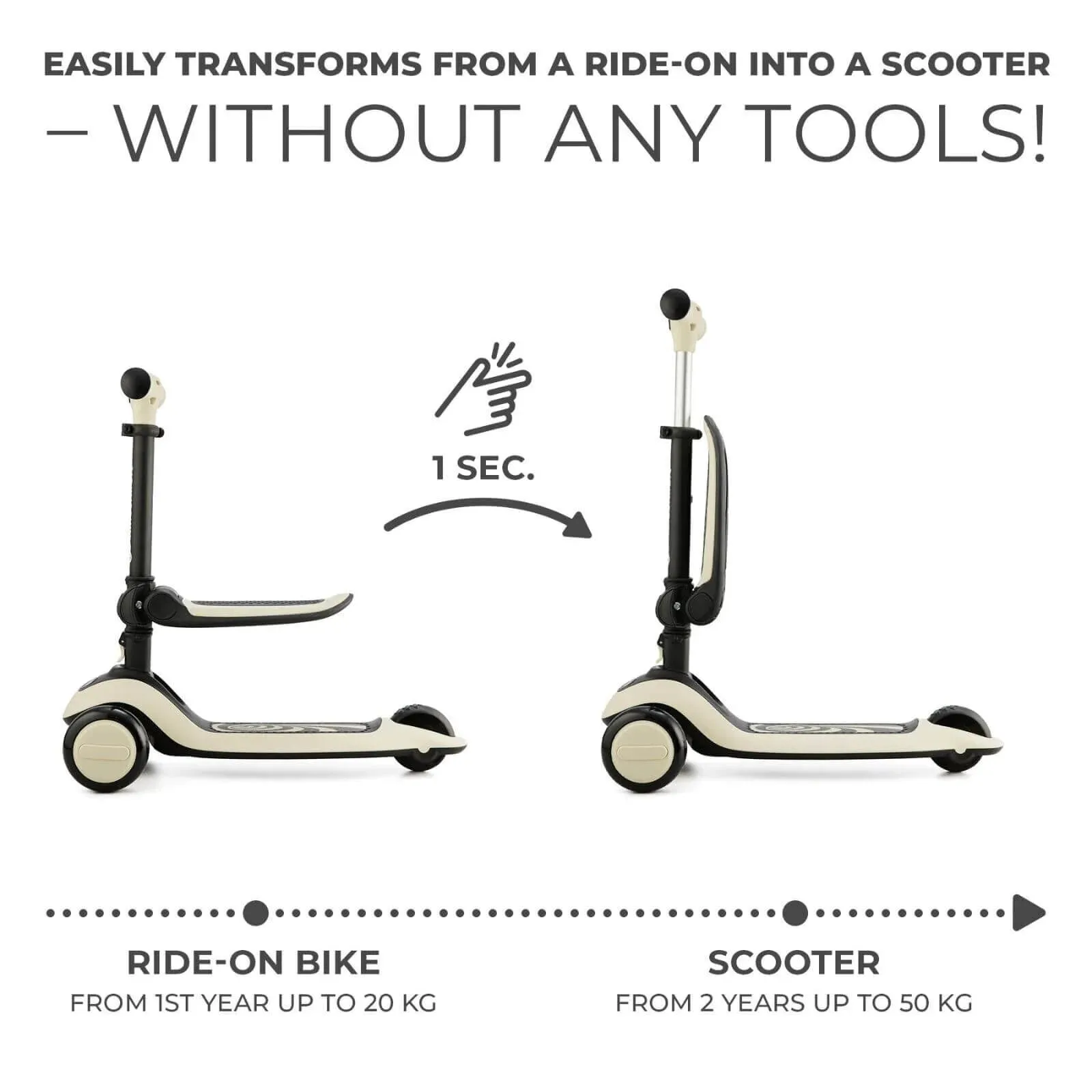 Kinderkraft Halley 2-in-1 Scooter - White