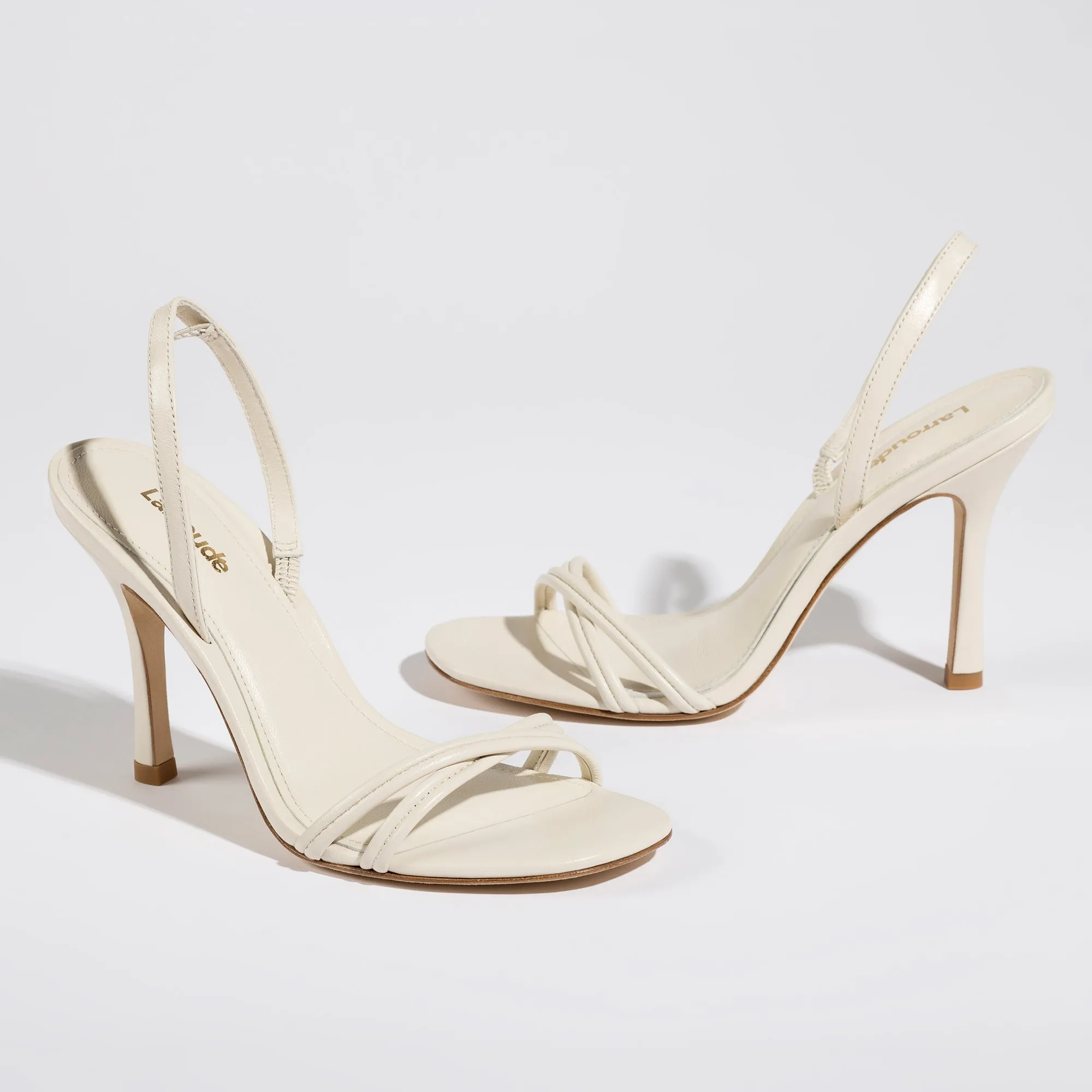 Larroude Annie Sandal In Ivory Leather
