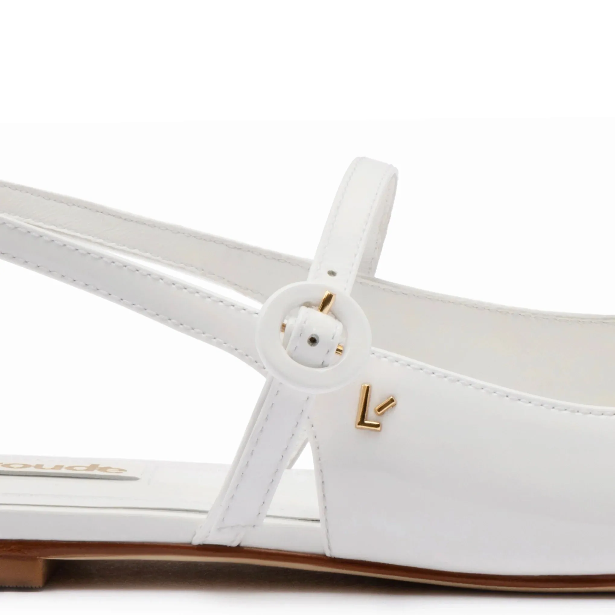 Larroude Georgina Ballet Flat In White Patent Leather