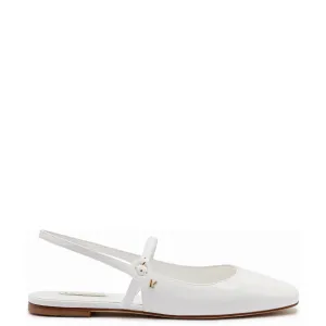 Larroude Georgina Ballet Flat In White Patent Leather