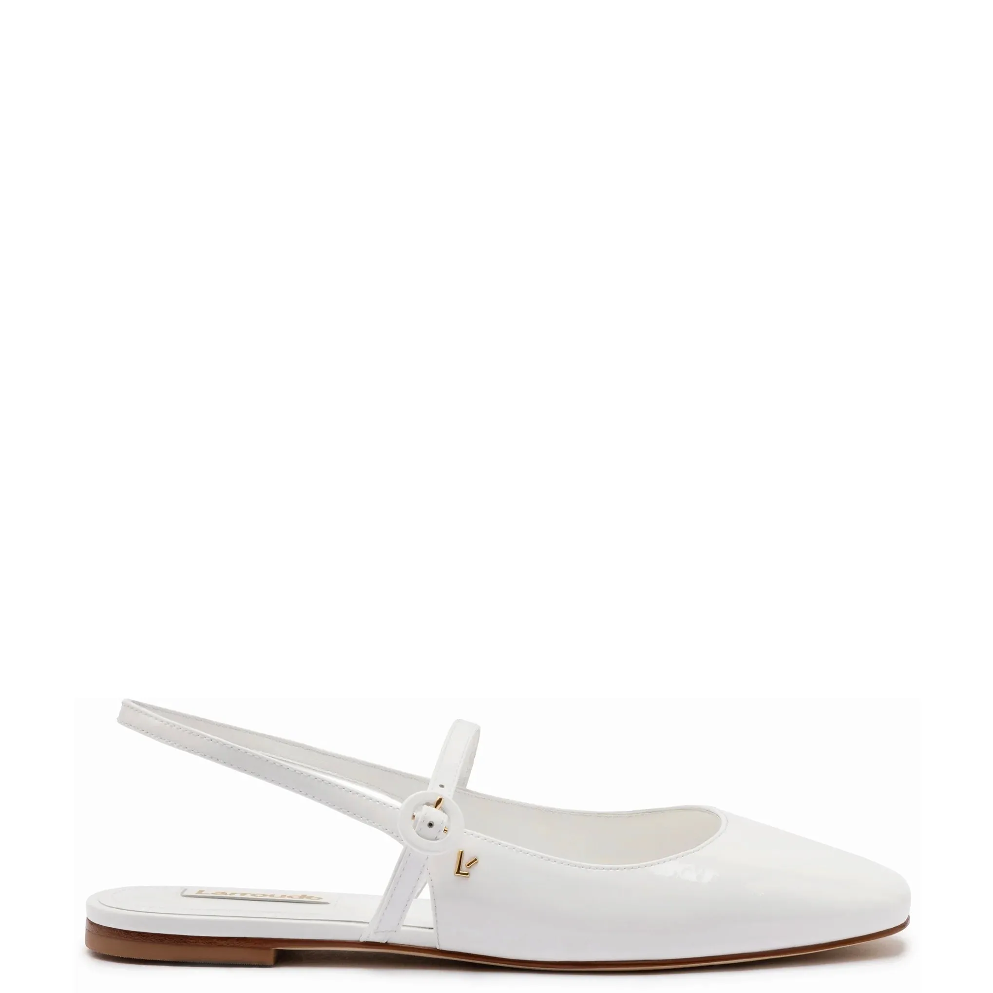 Larroude Georgina Ballet Flat In White Patent Leather