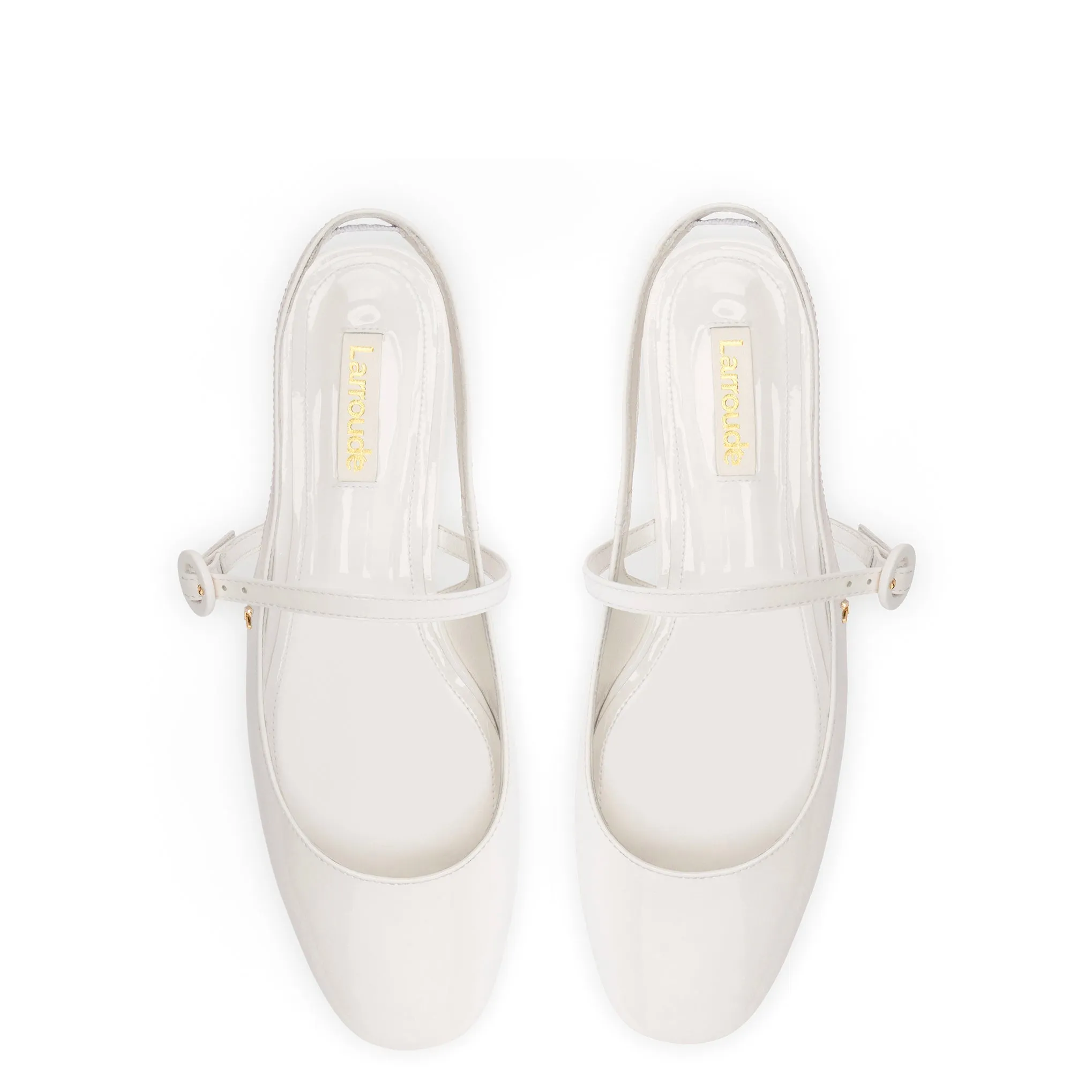Larroude Georgina Ballet Flat In White Patent Leather