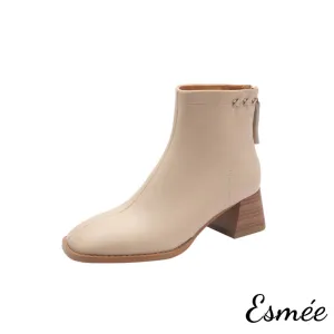 Leather Ankle Boots with Cross Design