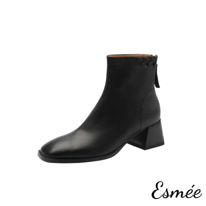Leather Ankle Boots with Cross Design