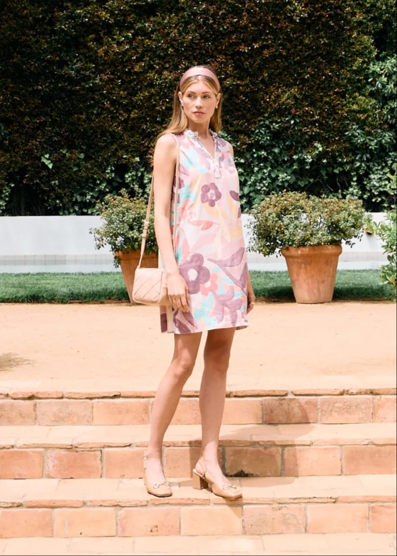 Linen Shift Dress, Camo Floral